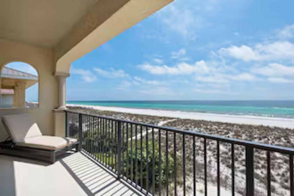 Beach view from condo balcony